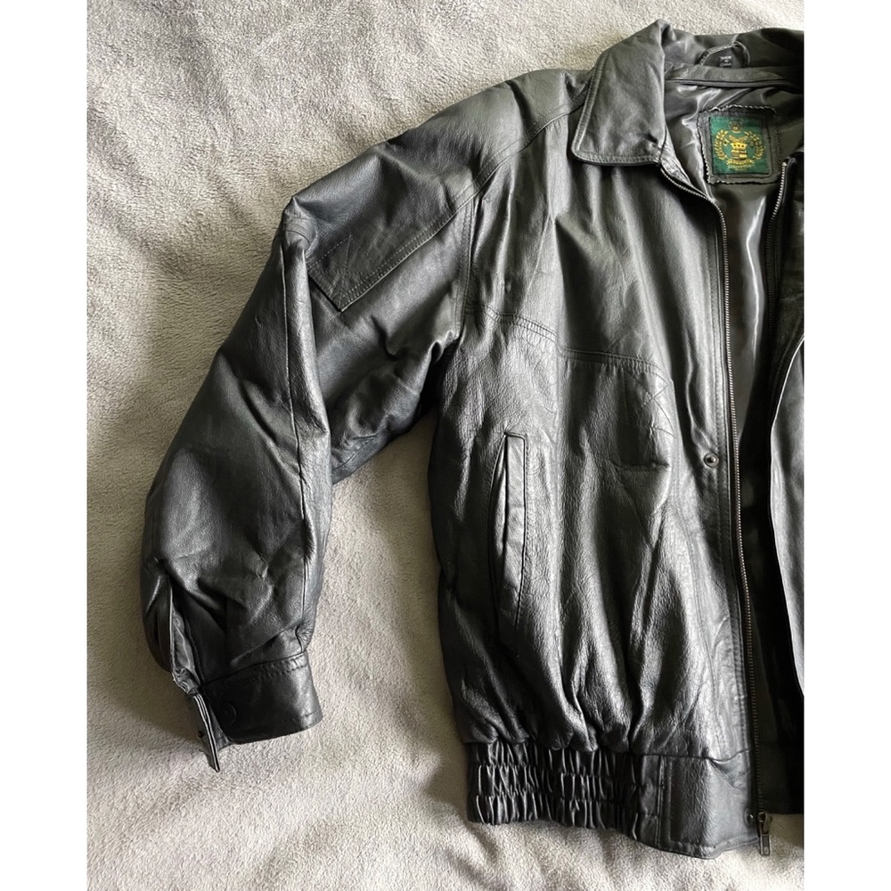 Vintage Protocol Genuine Leather Bomber Jacket (m)